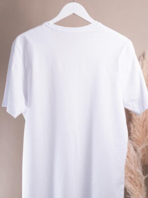 Rückseite weißes Unisex T-Shirt
