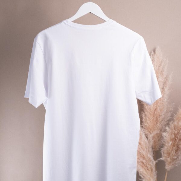 Rückseite weißes Unisex T-Shirt