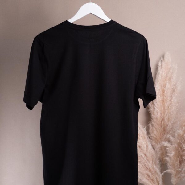 Rückseite schwarzes Unisex T-Shirt
