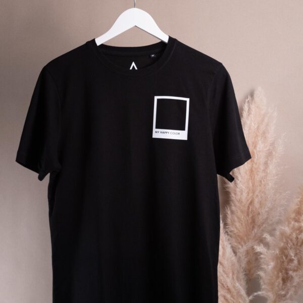 Schwarzes Unisex T-Shirt mit Lieblingsfarbe Schwarz Motiv